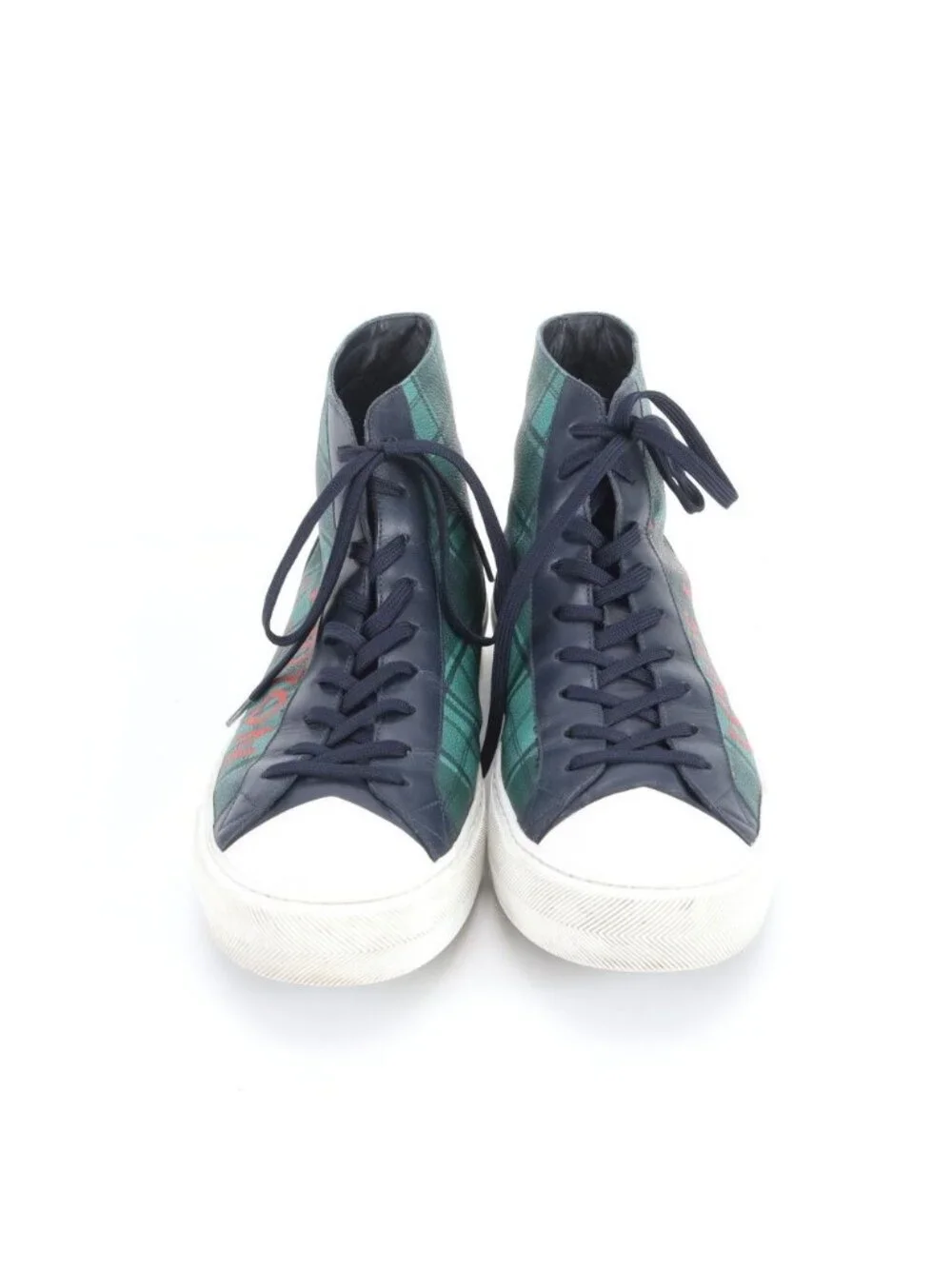 Louis Vuitton Check Tattoo Line 10 Leather High Cut Sneakers Lace Up Shoes